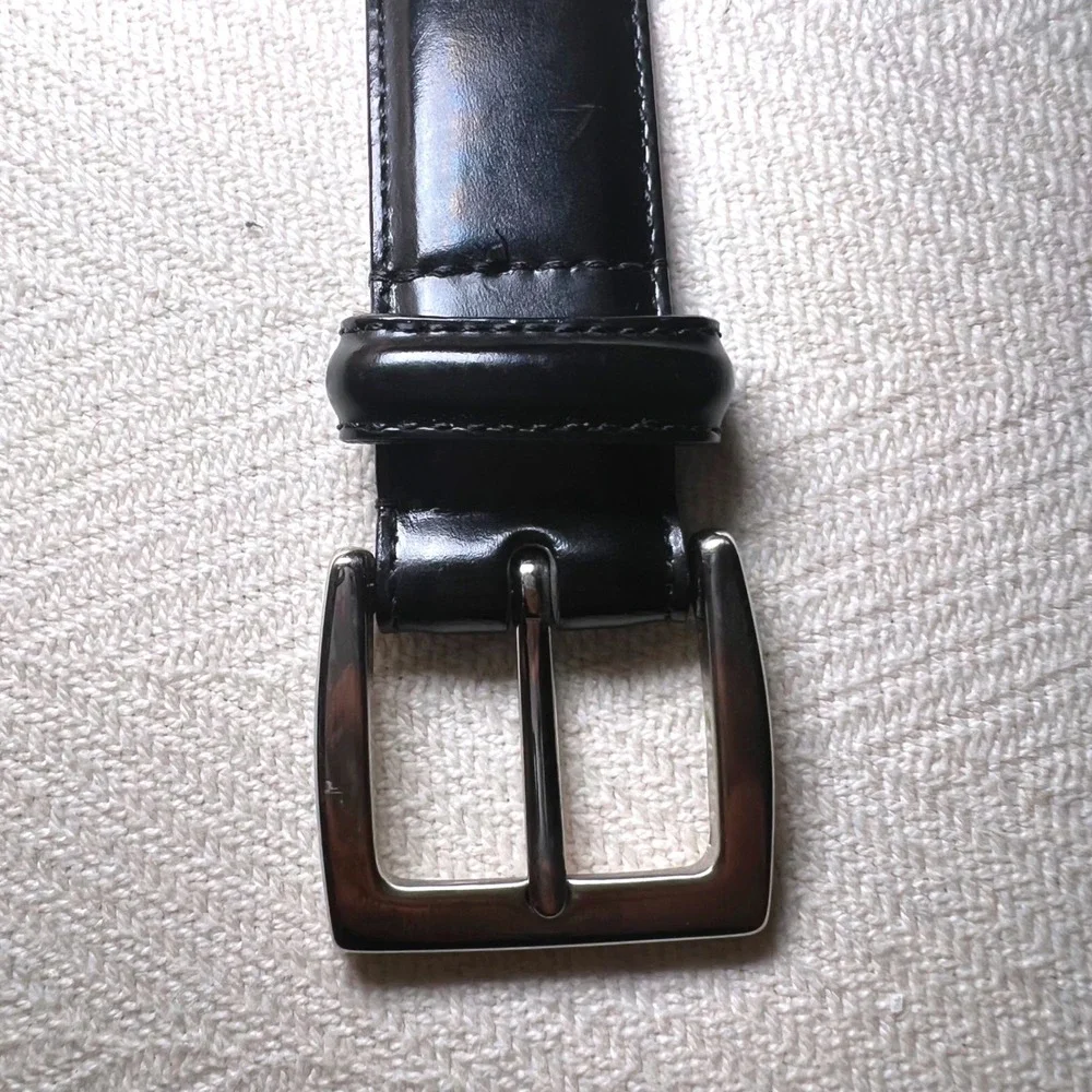 Coach 5938 Mens Black Polished Cowhide Leather Dress Belt Silver Buckle 34 85cm